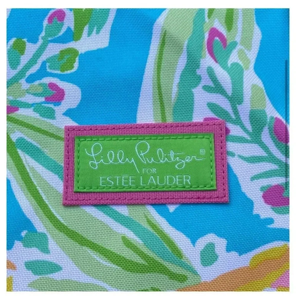 Lilly Pulitzer For Estee Lauder Lemon Print Tote Bag Floral Yellow Green Blue - Picture 8 of 8